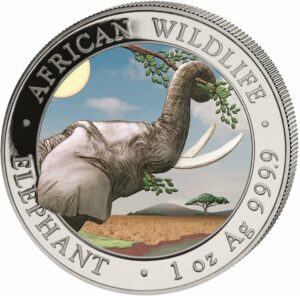 1 Unze Silber Somalia Elefant 2023 Tag Design (Auflage: 5.000 | coloriert)