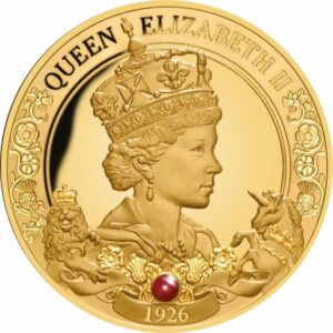 1 Unze Gold 95. Geburtstag Queen Elisabeth II. 2021 PP (Auflage: 150| Polierte Platte | mit echtem Rubin)