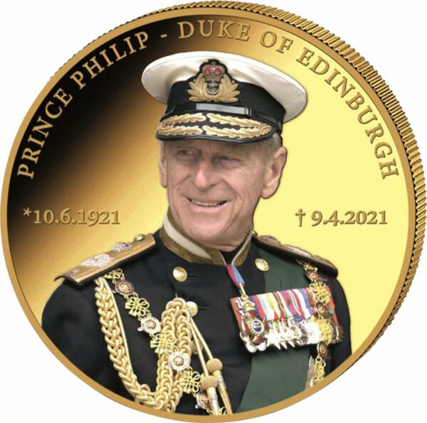 5 Unze Gold Prinz Philip 2021 PP (Auflage:50 | Polierte Platte | coloriert)