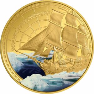 1 Unze Gold Captain Cook Antarctic Adventure 2023 PP (Auflage: 99 | Polierte Platte | coloriert)