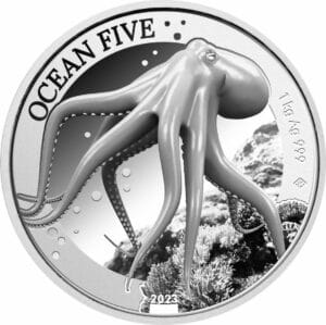 1kg Silber Ocean Five Oktopus 2023 PP (Auflage: 100 | Polierte Platte)