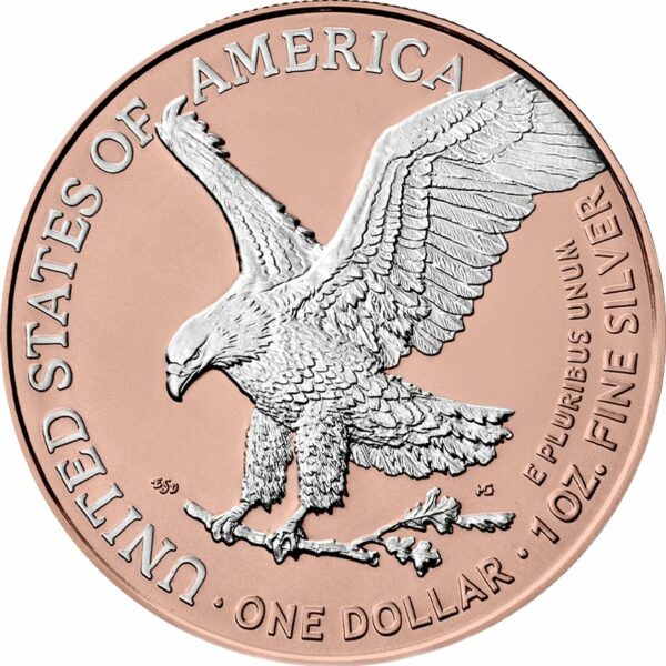 1 Unze Silber American Eagle 2023 Reverse gilded (Auflage: 100 | teilvergoldet Rosegold)