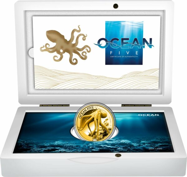 1 Unze Gold Ocean Five Oktopus 2023 PP (Auflage: 100 | Polierte Platte)