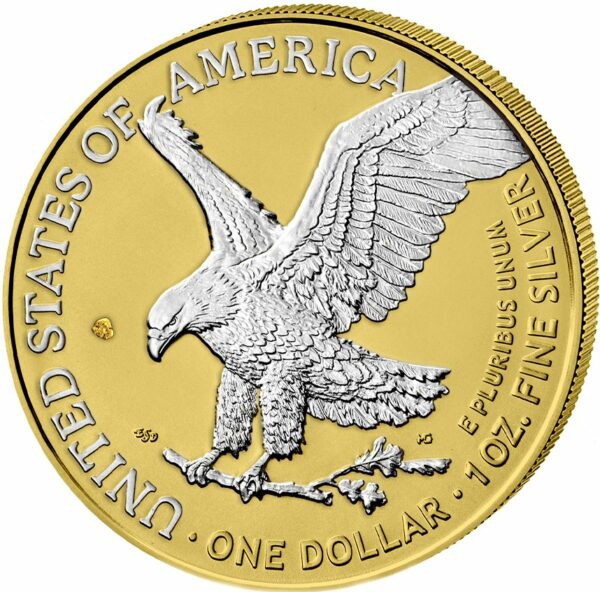 1 Unze Silber American Eagle 2023 Golden Nugget Edition (Auflage: 100 | teilvergoldet)