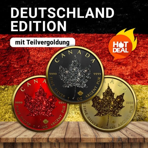 3 x 1 Unze Silber Deutschland Edition (Auflage: 50 | teilvergoldet)