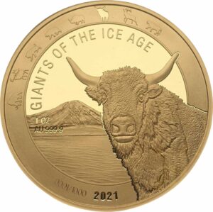 1 Unze Gold Giganten der Eiszeit Auerochse 2021 (Auflage: 1.000 | Polierte Platte)