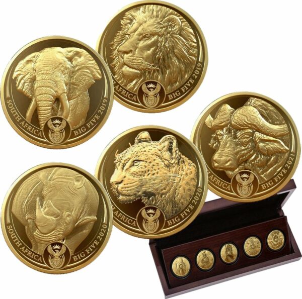 5 x 1 Unze Gold Big Five I Prestige-Set 2021 (Auflage: 50 | Polierte Platte)