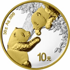 30g Silber China Panda 2023 (Auflage: 250 | beidseitig teilvergoldet)