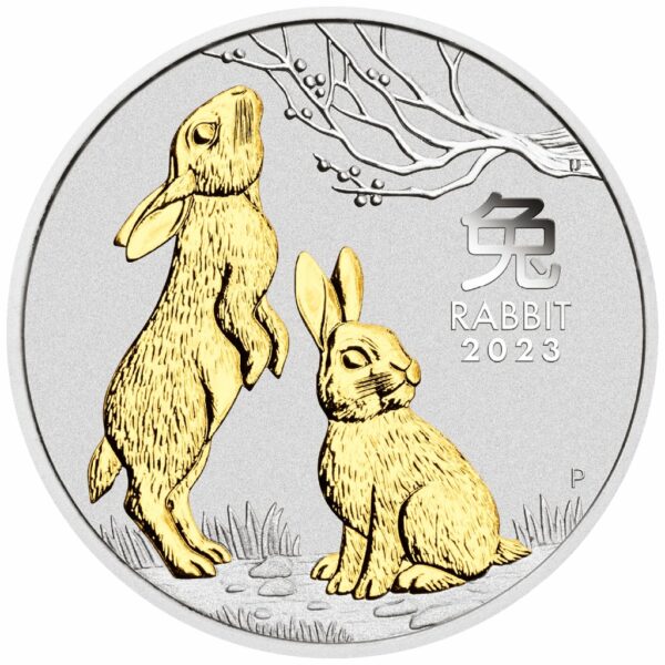 1 Unze Silber Lunar III Hase 2023 (Auflage: 25.000 | teilvergoldet)