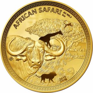 5 Unze Gold African Safari Büffel 2019 PP (Holzbox & Zertifikat | Auflage: 50)