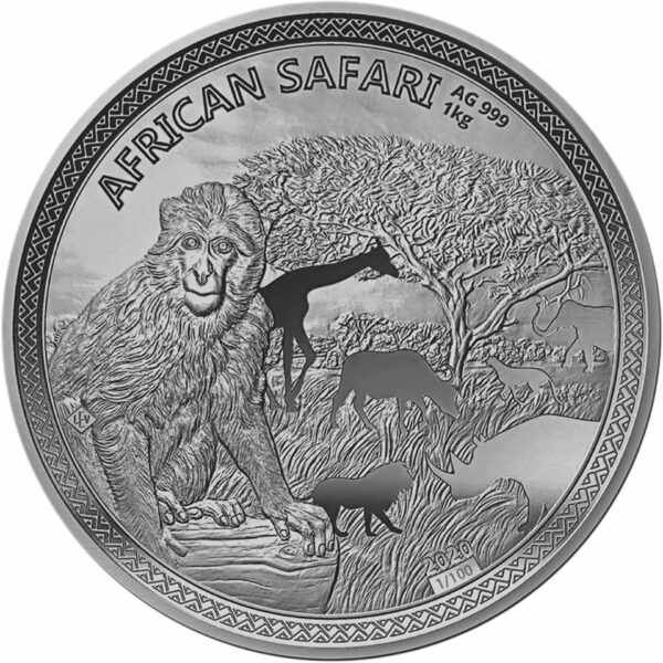 1kg Silber African Safari Affe 2020 AF (Auflage: 100)