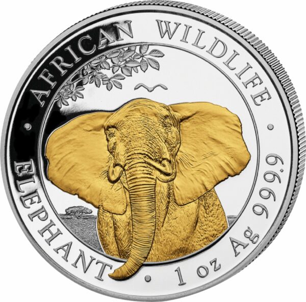 1 Unze Silber Somalia Elefant 2021 (Auflage: 5.000 | teilvergoldet)