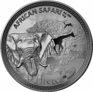 1kg Silber African Safari Elefant 2020 AF (Auflage: 100 | Antik Finish)