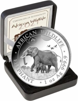 1 Unze Silber Somalia Elefant 2022 Motiv (Auflage: 1.000 | Privymark: ANA | Jahrgang: 2021)