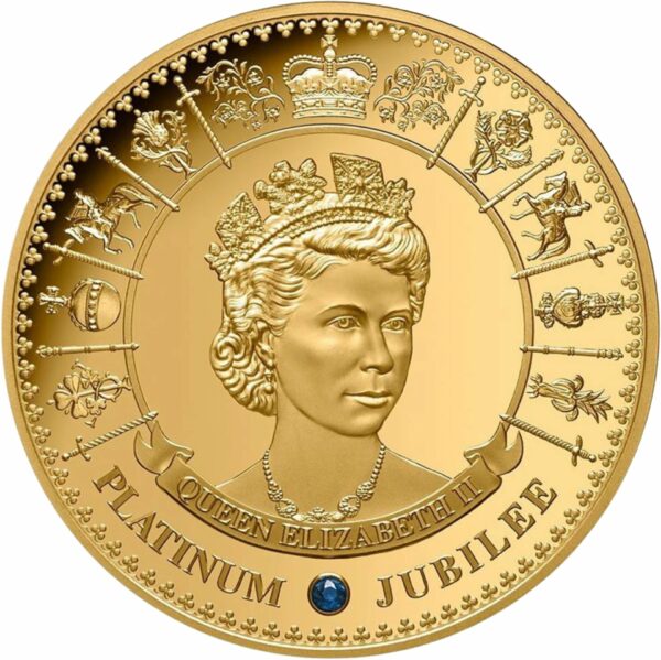 1 Unze Gold 70.Thronjubiläum Elisabeth II 2022 (Auflage: 150 | Polierte Platte | mit Saphir)