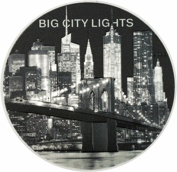 1 Unze Silber Big City Lights New York 2022 PP HR (Auflage: 2.022 | High Relief)