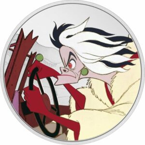 1 Unze Silber Disney 101 Dalmatiner - Cruella de Vil 2022 (Auflage: 2.000 | coloriert | Polierte Platte)