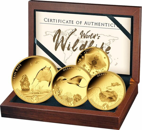 Gold World's Wildlife Rochen 4 Münzen Set 2023 PP (Auflage: 300 | Polierte Platte)