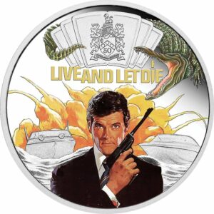 1 Unze Silber James Bond 007 Live and Let die 50. Jubiläum 2023 PP (Auflage: 5.000 | Polierte Platte | coloriert)