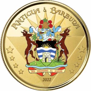 1 Unze Gold EC8 Antigua & Barbuda Coat of Arms 2022 (Auflage: 100 | Blisterkarte | coloriert)