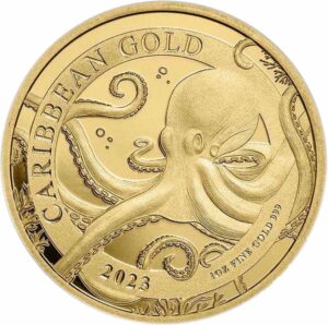 1 Unze Gold Barbados Oktopus 2023 (Auflage: 100)