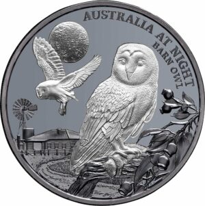 1 Unze Silber Schleiereule 2022 Black Proof Australien bei Nacht 2022 (Auflage.1.000)