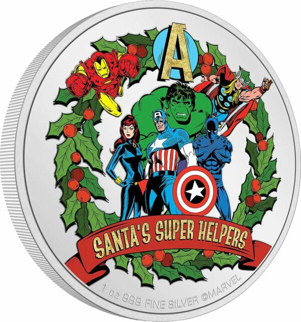 1 Unze Silber Marvel Seasons Greetings Weihnachten 2023 PP (Auflage: 2.023 | coloriert | Polierte Platte)