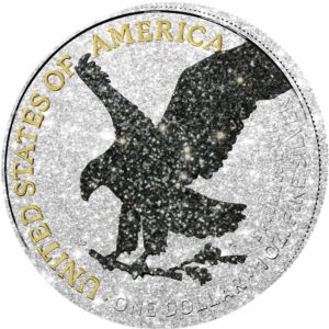 1 Unze Silber American Eagle 2023 Iced Out Black Diamond  (Auflage: 100 | teilvergoldet)